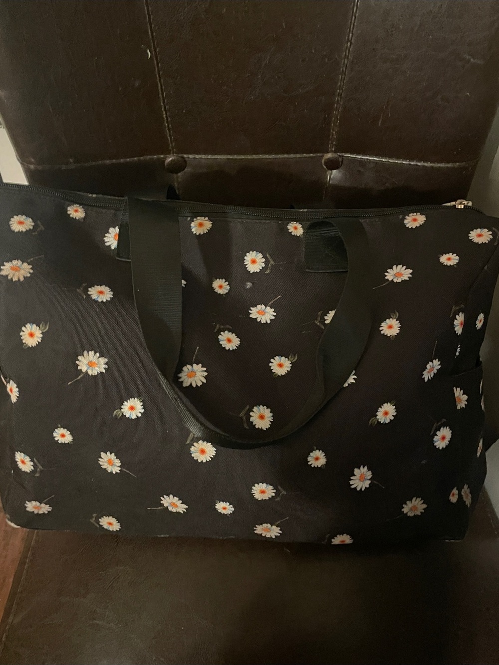 Alice + Olivia Black Daisy-Print Tote